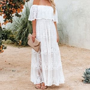 Vici Our Together is Forever Off the Shoulder Lace Maxi Dress